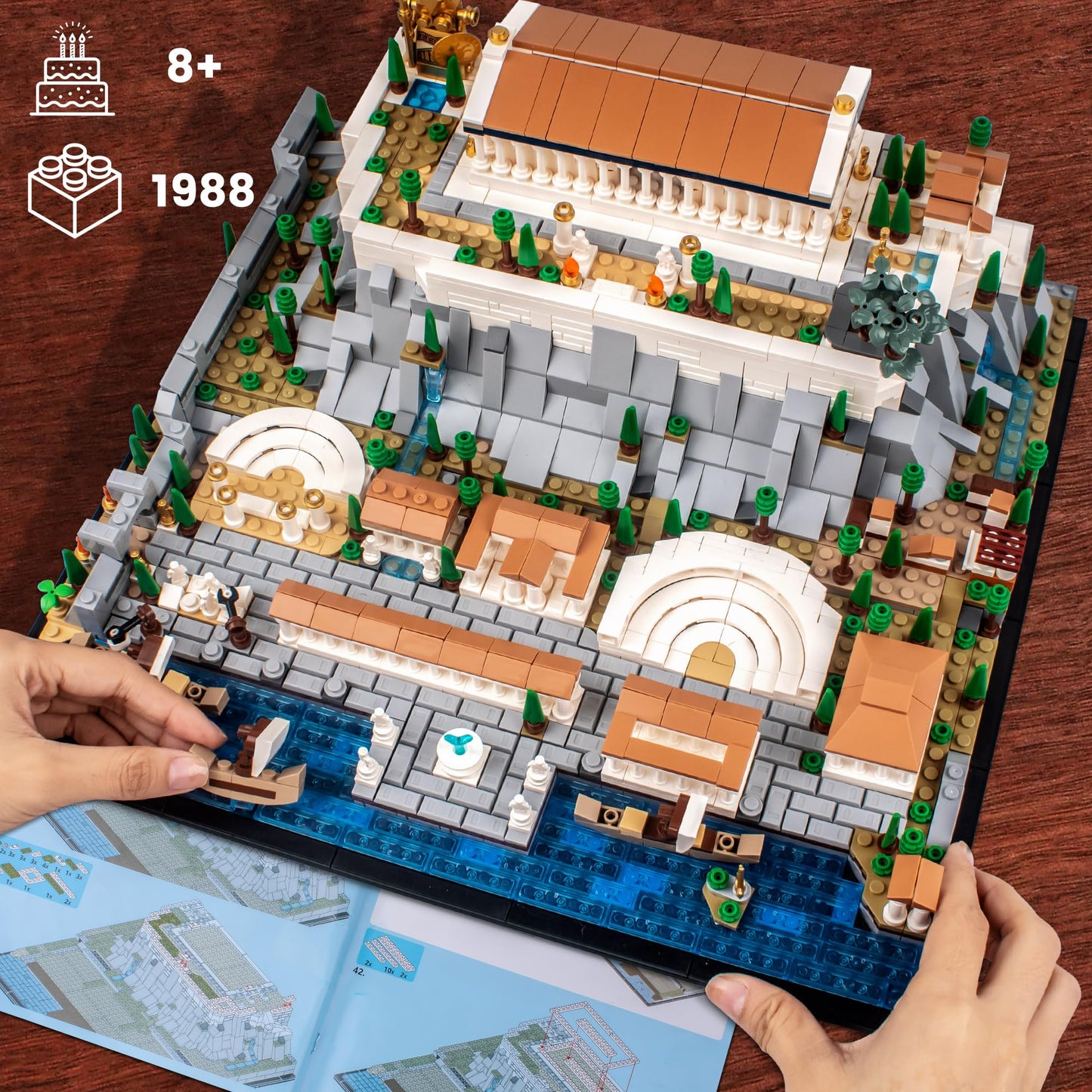kvsju Architecture Acropolis Castle, Famous Landmark Architecture Athenian Acropolis Building Block Sets, Collectible Exhibition Model for Children