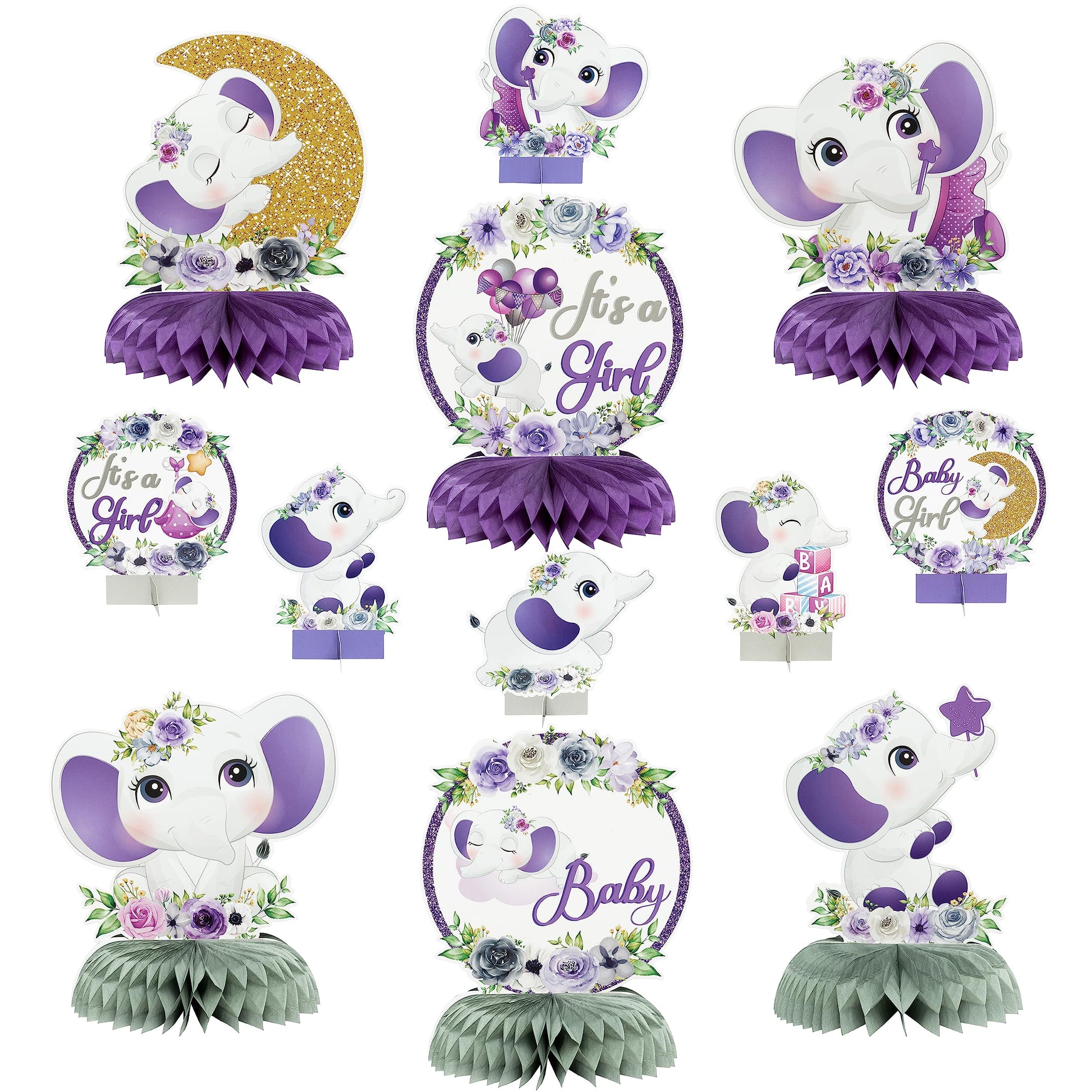 ArianQicult Purple Elephant Floral Honeycomb Centerpieces