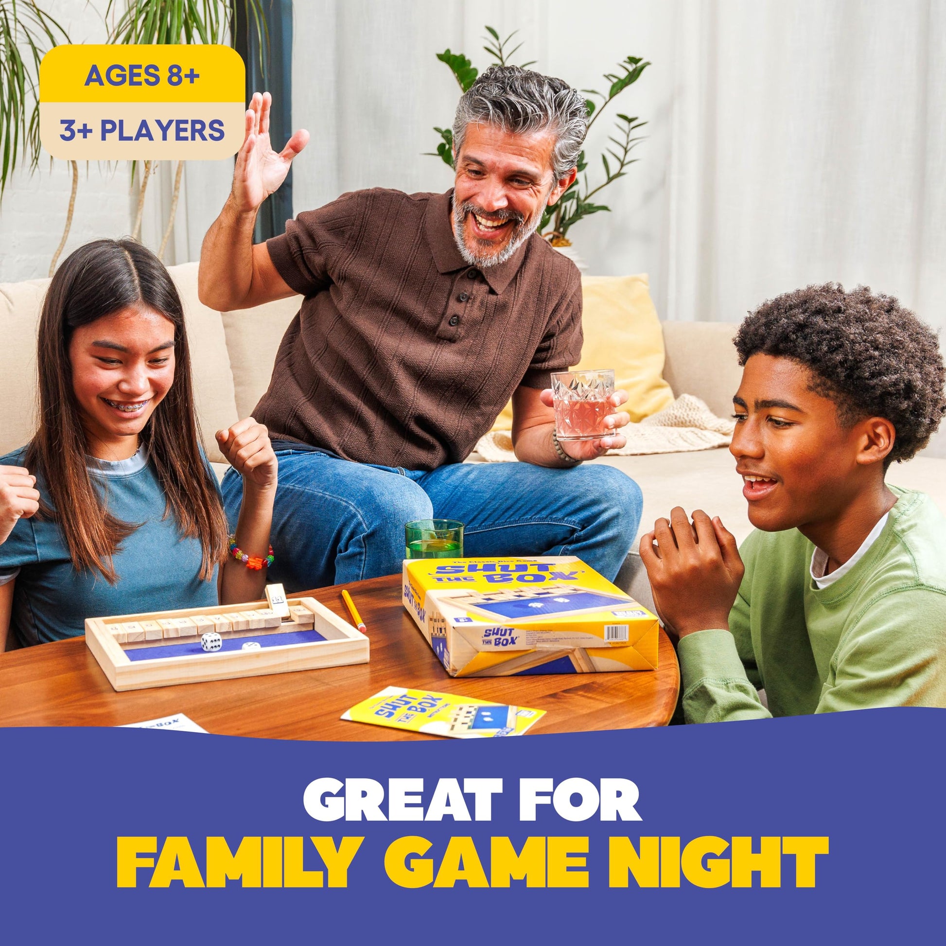 Shut The Box by Relatable, The Classic Choice for Tabletop Games, Math Games, Board Games for Kids and Adults, and Strategy Games, Includes 2 Dice, 1