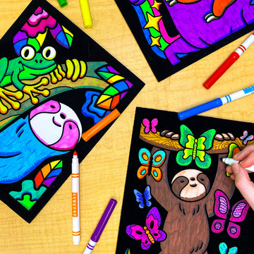 Stuff2Color Super Pack of 18 Fuzzy Velvet Coloring Posters (Sloth Adventures) - Arts & Crafts for Girls and Boys - Great for After School, Travel