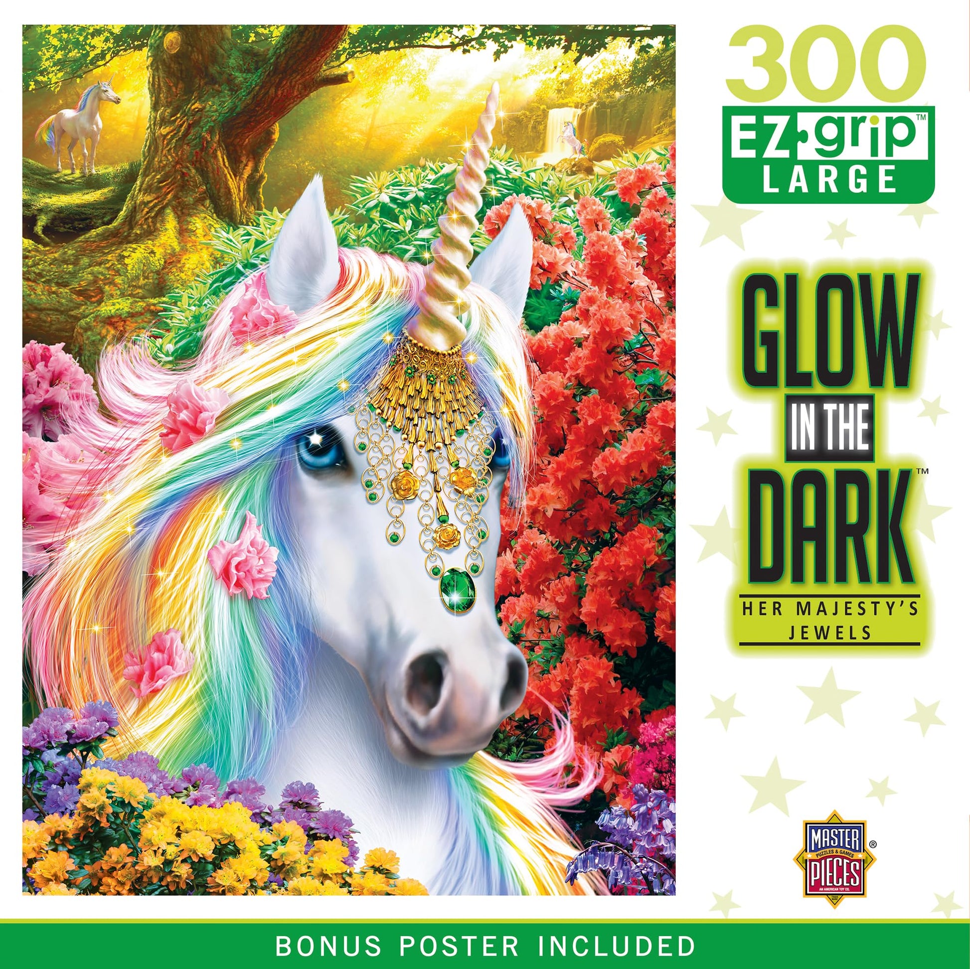 Masterpieces 300 Piece EZ Grip Glow in the Dark Jigsaw Puzzle - Her Majesty's Jewels - 18"x24"