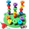 Jumbo Stacking Shapes Pegboard Set for Kids with 18 Pegs, 2 Wooden Dice, Lacing String & Storage Box (Light Rainbow Colors)
