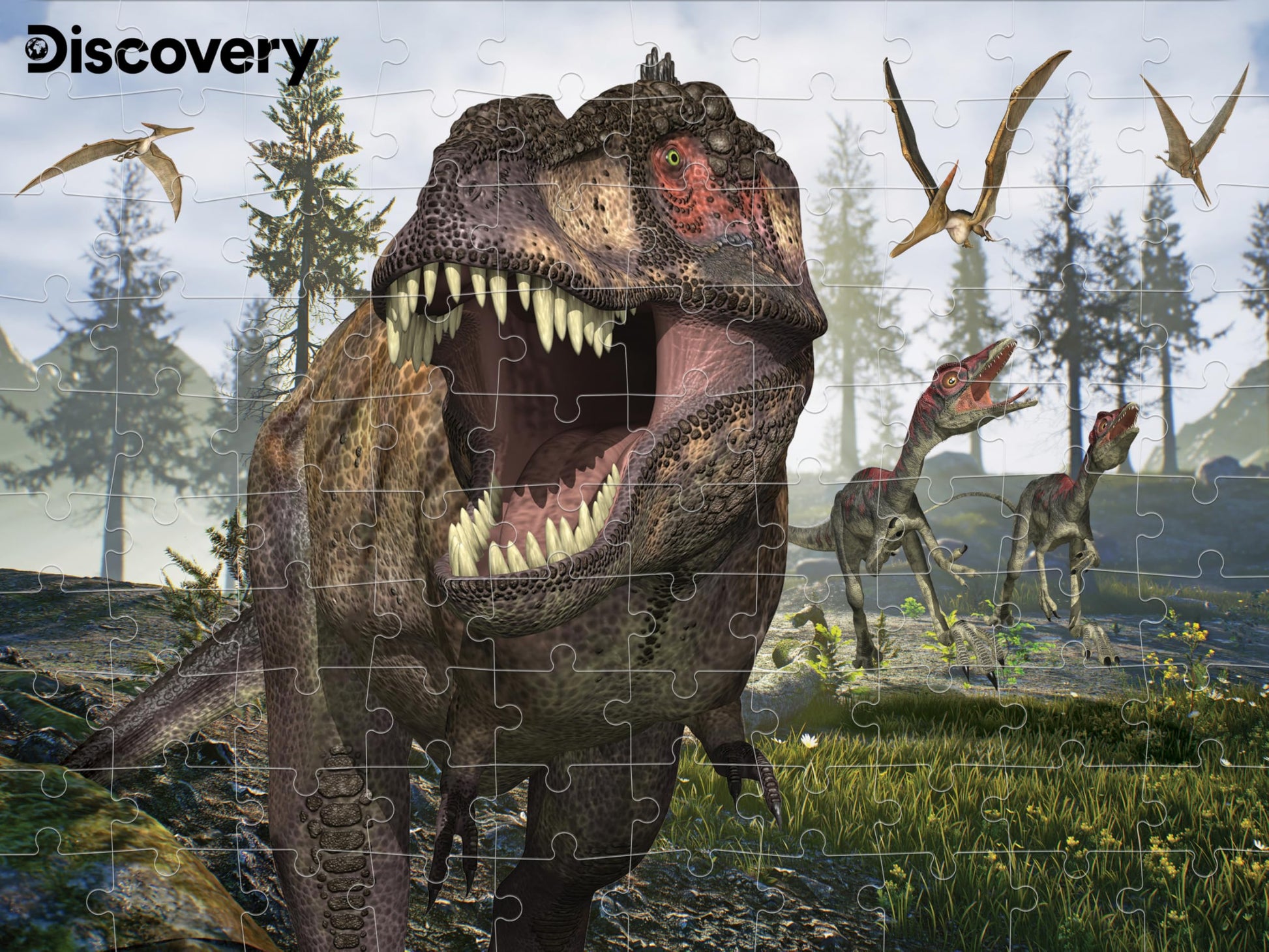 Prime 3D Dinosaur Puzzle - 100 Piece 3D Lenticular T-Rex Jigsaw for Kids & Families, 12"x9" Prehistoric Activity with Motion, Official National