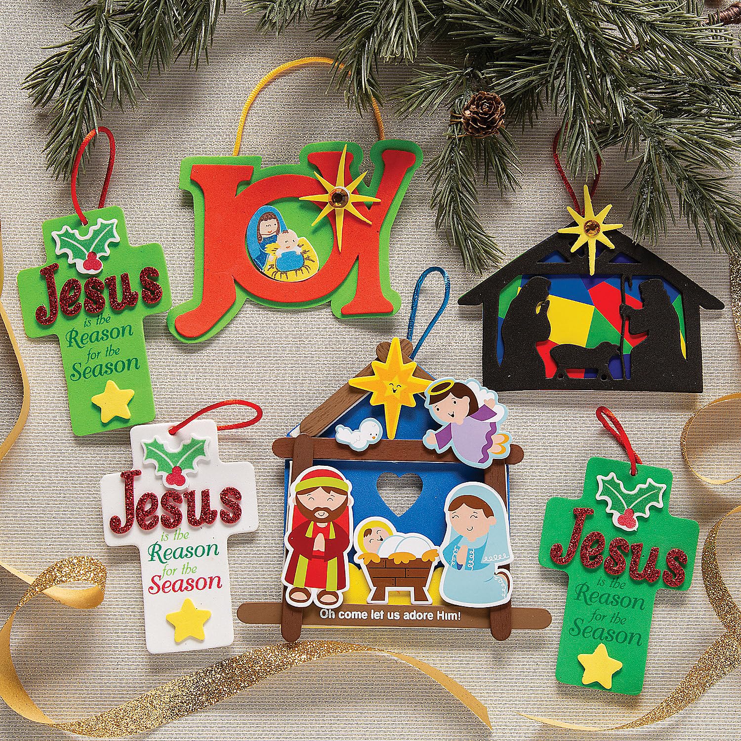 Nativity Silhouette Foam Ornament Craft Kit - Makes 12 - Sunday School Religious Crafts for Kids and Fun Home Activities