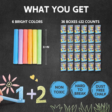 JOYIN 432 Counts Mini Chalk Set for Kids, Non-Toxic Mini Chalk for Boys Girls 3+, School Supplies for Teachers, Goody Bag Fillers, Sidewalk Chalk