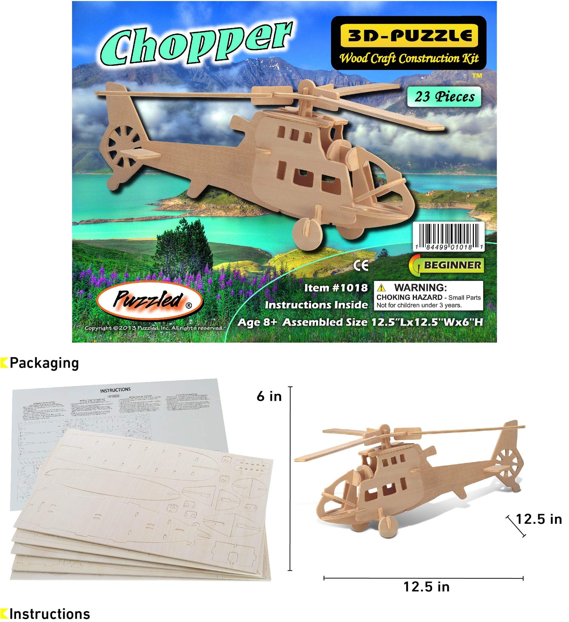 Puzzled Chopper Wooden 3D Puzzle Construction Kit