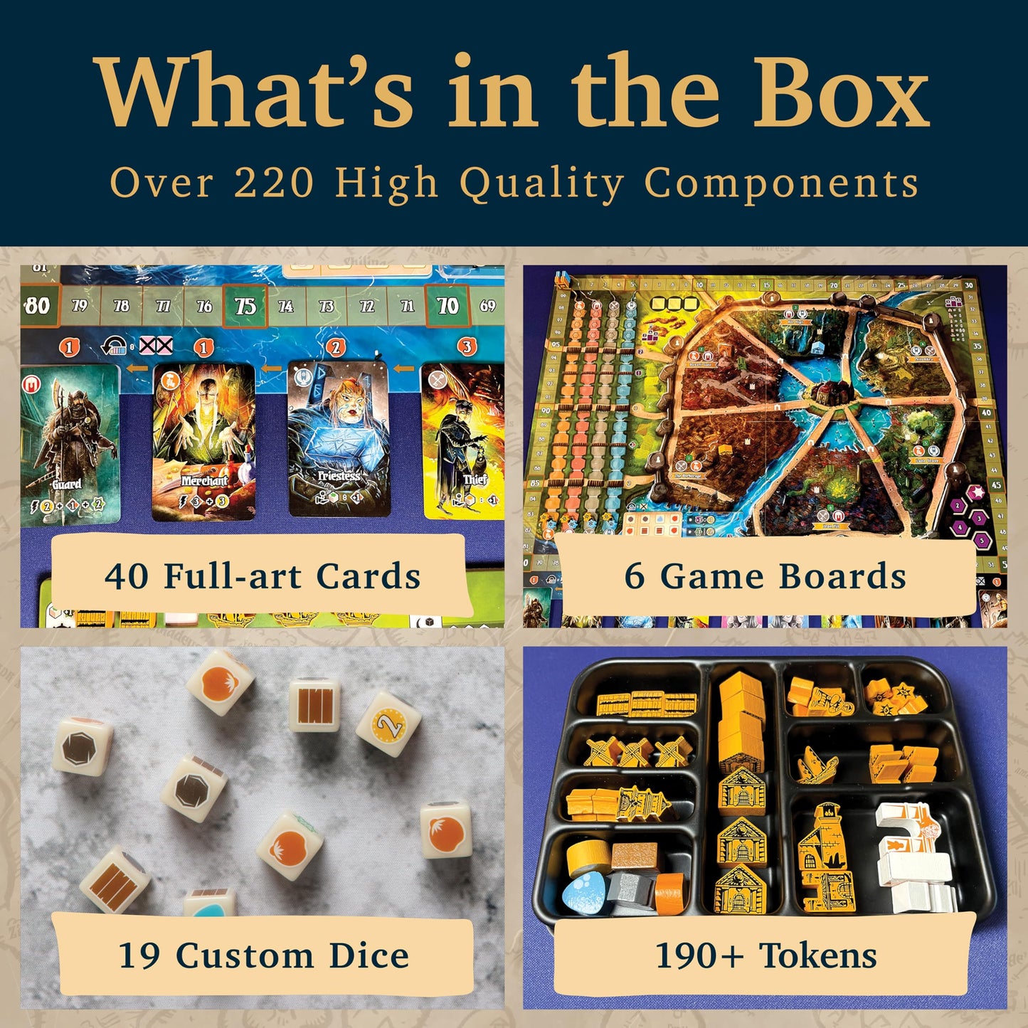 Castellans Board Game - Valeria Universe of Games - Strategy Board Game with Dice Drafting, Resource Management, and Area Control. Game Night for 1-5