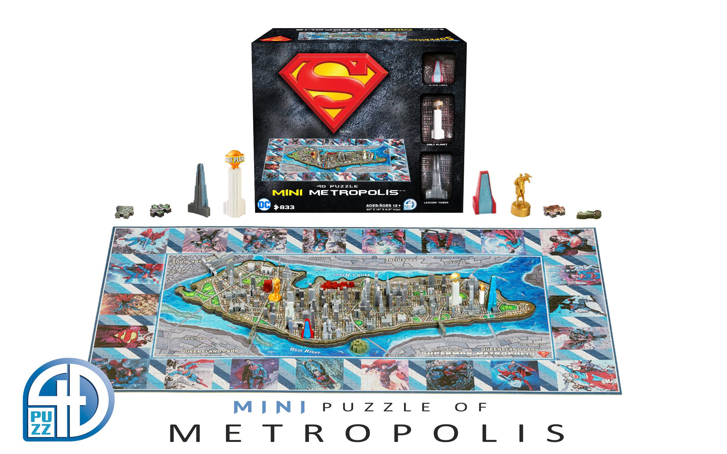 4D Cityscape Superman Mini Metropolis 3D Time Puzzle