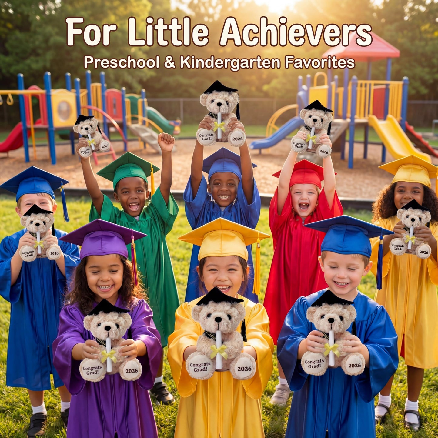 Hellmei Kindergarten Graduation Gifts 2026, Cute Graduation Plush Bear in Gift Box for Kids, 8" Washable Stuffed Animal Graduation Cap and Gown