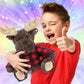 DolliBu Super Soft Moose Stuffed Animal with Plaid Red Hoodie Sweater - Cute Moose Plush Lumberjack Stuffed Toy with Plaid Jacket Animal Hoodie Dress