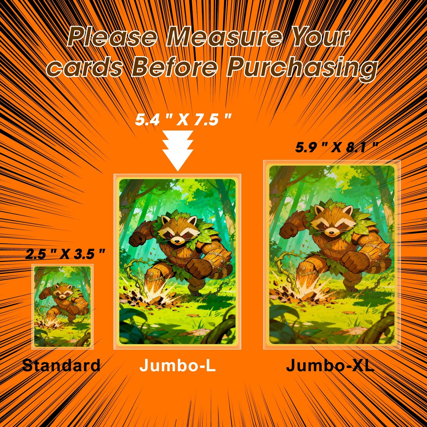 100 Pack Jumbo Card Sleeves Size L (5.4"x7.5") 4 Mil - Oversized Card Sleeves for Thick Trading Cards, Sports & Photos Storage, Exact Fit Plastic