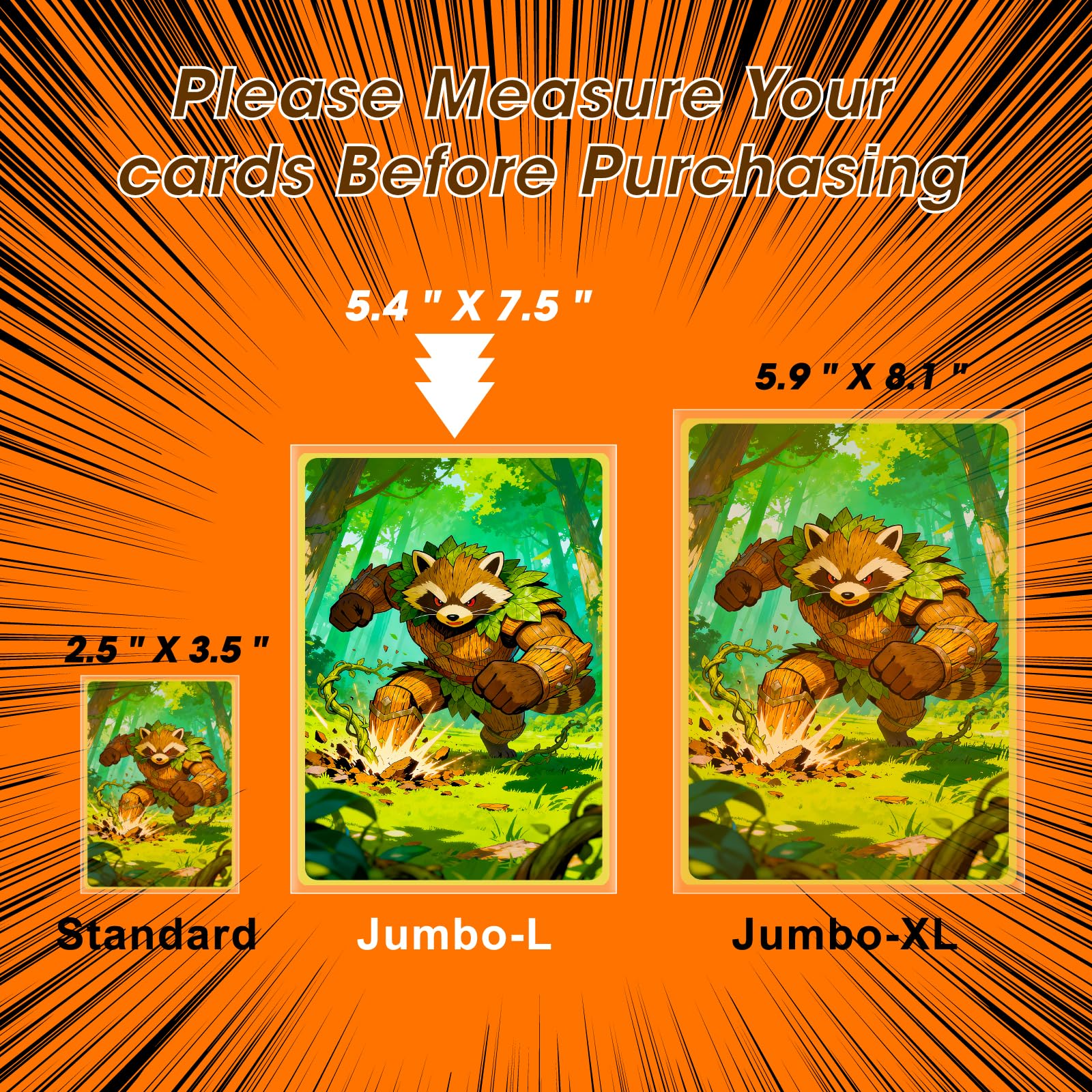 100 Pack Jumbo Card Sleeves Size L (5.4"x7.5") 4 Mil - Oversized Card Sleeves for Thick Trading Cards, Sports & Photos Storage, Exact Fit Plastic