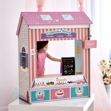 Olivia's Little World 18" Doll 4 Scenes Dollhouse with 7 Accessories | Convertible Wooden Play House | TD-12641C