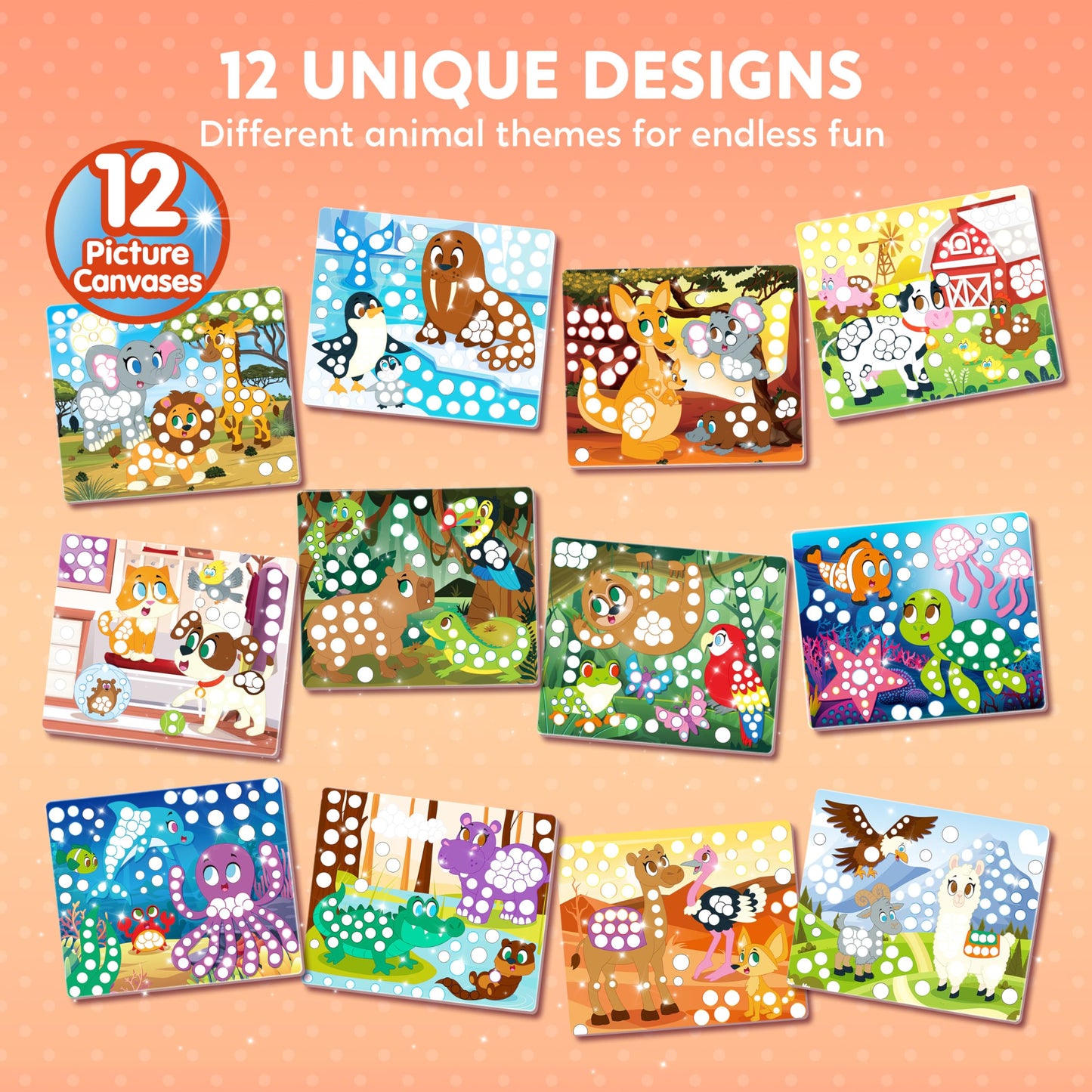 Klever Kits Dot Art Kit for Kids, No Mess Sticker for Toddlers 3-7, Craft Kits, DIY Creative Activity, Travel Toy, Birthday Gifts for Boys Girls