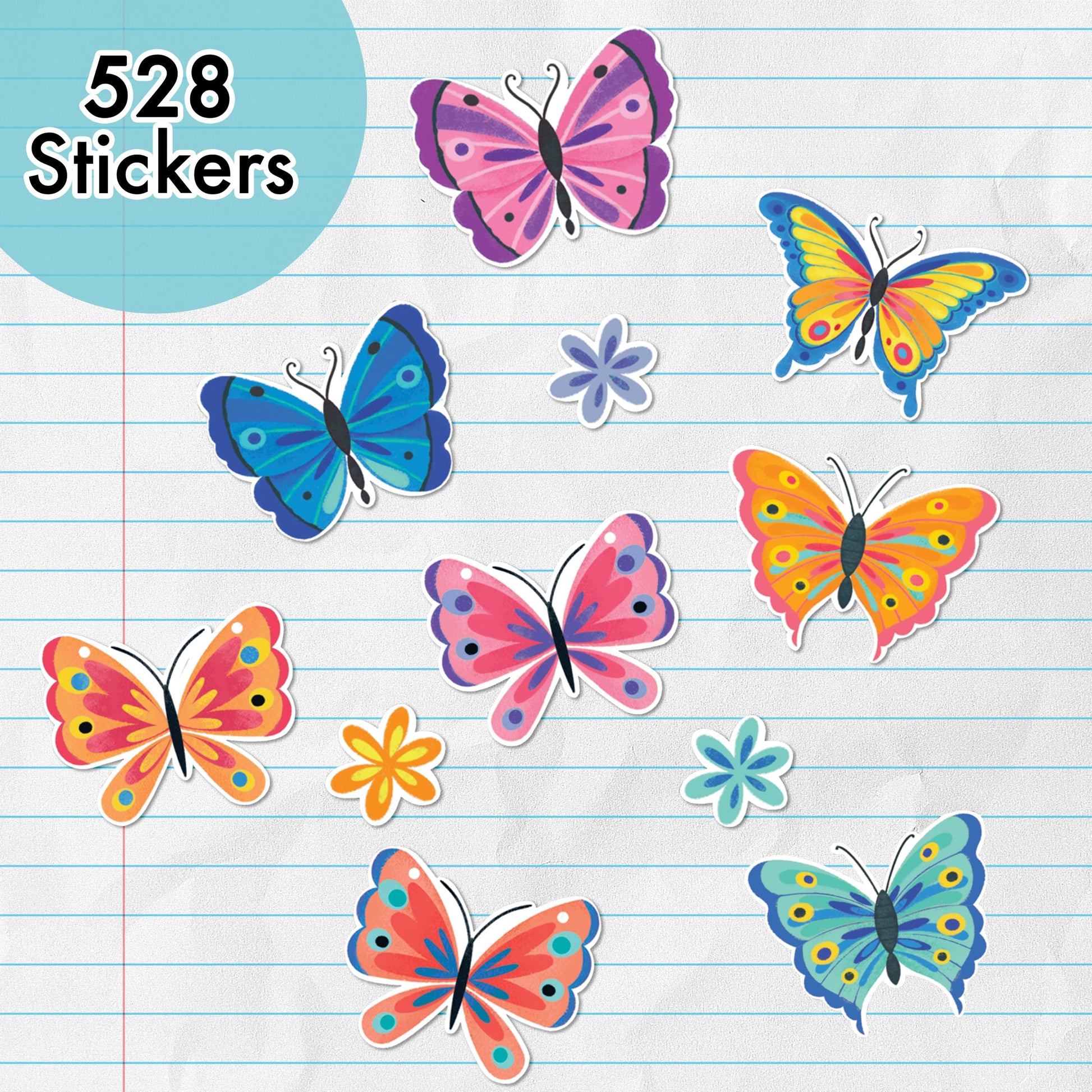 Designer Greetings 528 PCS Butterfly Stickers - Perfect for School