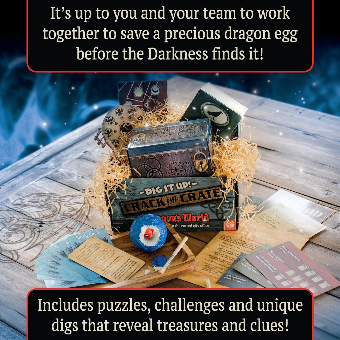 MindWare Dig It Up! Crack the Crate Board Game for 1 or More Players - Bring the Thrill of Escape Rooms Home - for Adults & Kids 8 & Up