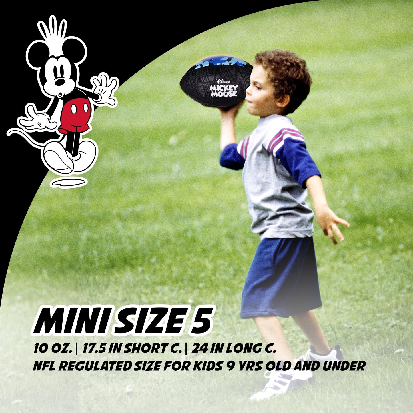 Disney Mickey Mouse Youth Football, Silhouettes Design Small Mini Peewee Football for Kids, Size 5, Blue