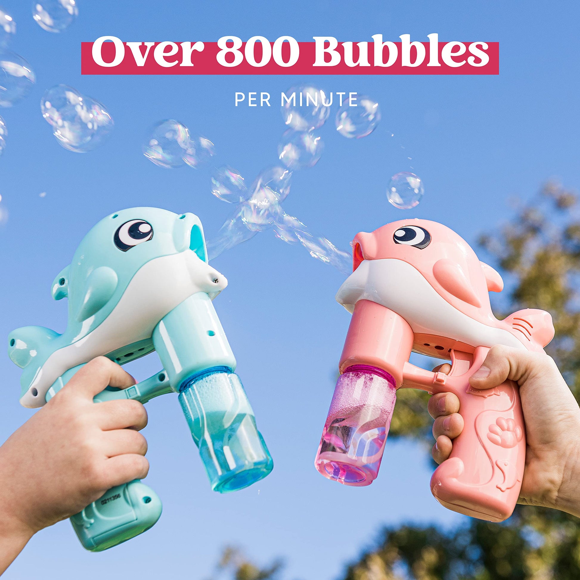 JOYIN 2 Bubble Guns Kit, Whale Automatic Bubble Maker Blower Machine with 4 Solutions for Kids, Summer Toy, Birthday, Outdoor & Indoor Activity
