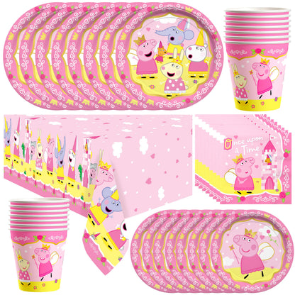 Treasures Gifted Princess Peppa Pig Birthday Party Supplies - Serves 16 Guests - Officially Licensed Party Supplies Deluxe Set - Plates, Cups