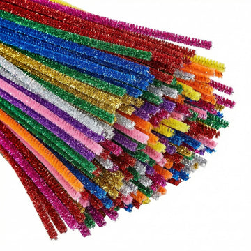 Glitter Multicolor Pipe Cleaners Craft (200 Pack) Bulk Art Chenille Stems for DIY Project Decorations