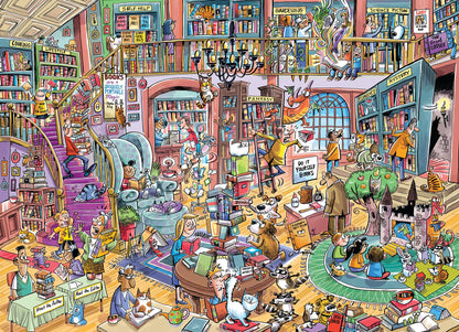 Cobble Hill 1000 Piece Puzzle - Doodletown: Bookshop Bedlam - Sample Poster Included