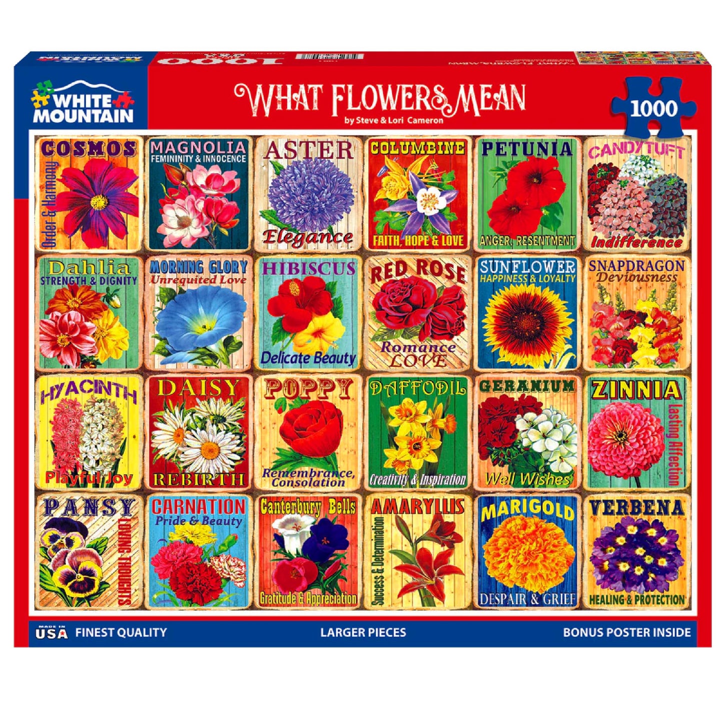 White Mountain 1000 Piece Jigsaw Puzzle Colorful Flower, What Flowers Mean