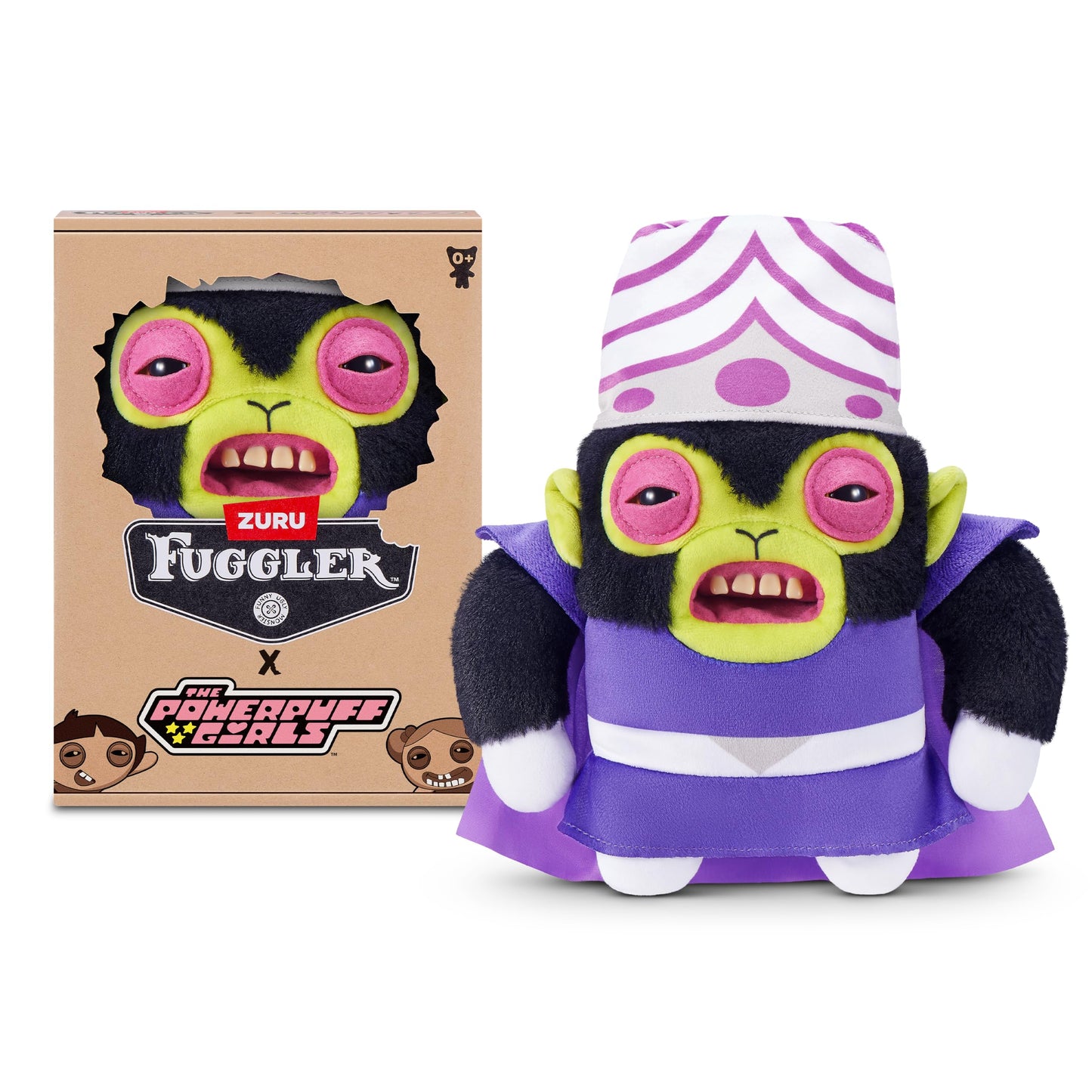 Fuggler Powerpuff Girls 9-Inch Plush Toy (Mojo JoJo) by ZURU - Funny Ugly Monster Stuffed Animal with Human-Like Teeth, Collectible Plush for Kids