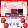 Awsoo Basketball Hoop Indoor for Kids?Mini Basketball Hoop with Colorful Light Bar?Scoreboard& 4 Basketballs, Basketball Toys Gifts for 3 4 5 6 7 8 9