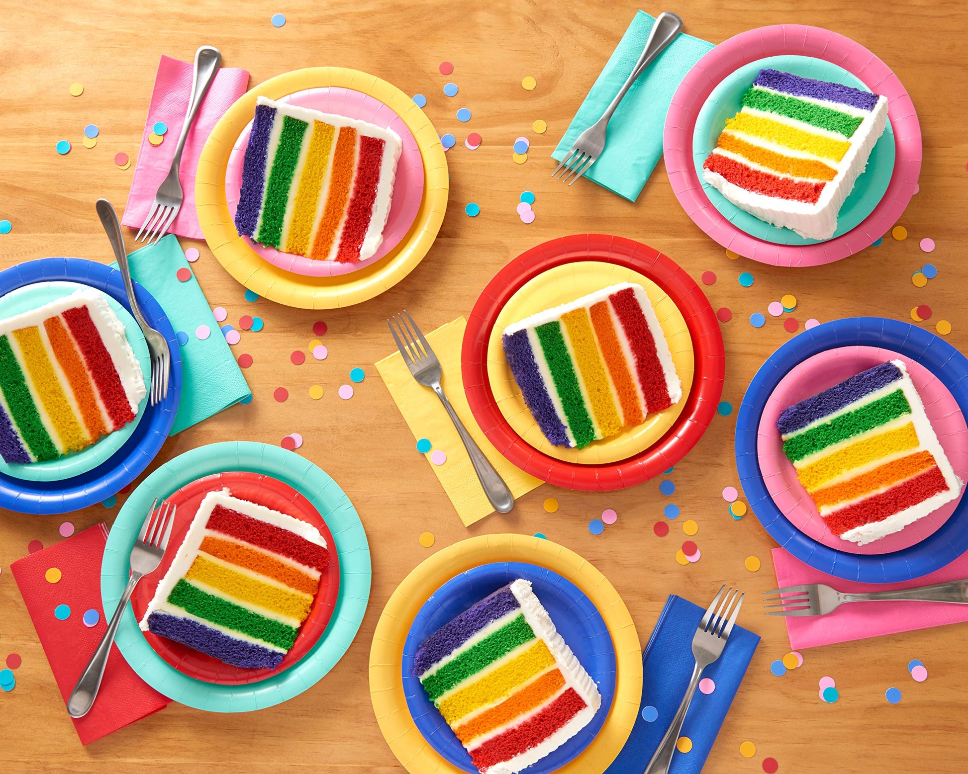 American Greetings 50-Count 9 in. x 9 in. Rainbow Paper Dinner Plates