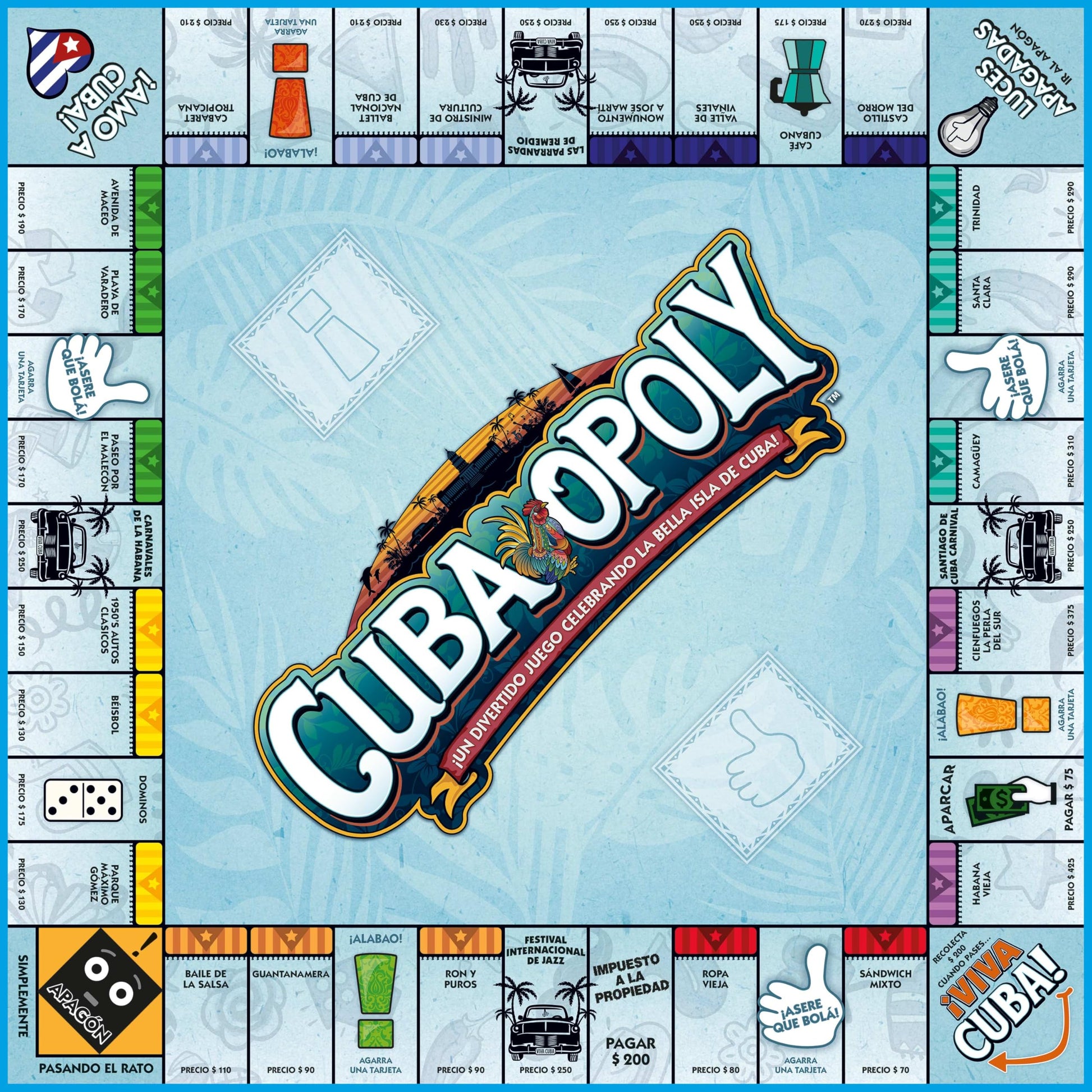 Late for The Sky Cuba-Opoly Family Board Game, Opoly-Style Strategy Fun for Ages 8+, 2-6 Players, Cuba Travel Theme Gift for Family Game Night