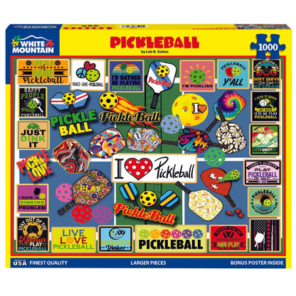 White Mountain 1000 Piece Jigsaw Puzzle Lover Sport Collage, Pickleball