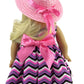 American Fashion World Chevron Pattern Dress for 18-Inch Dolls | Hat Included | Premium Quality & Trendy Design | Dolls Clothes | Outfit Fashions