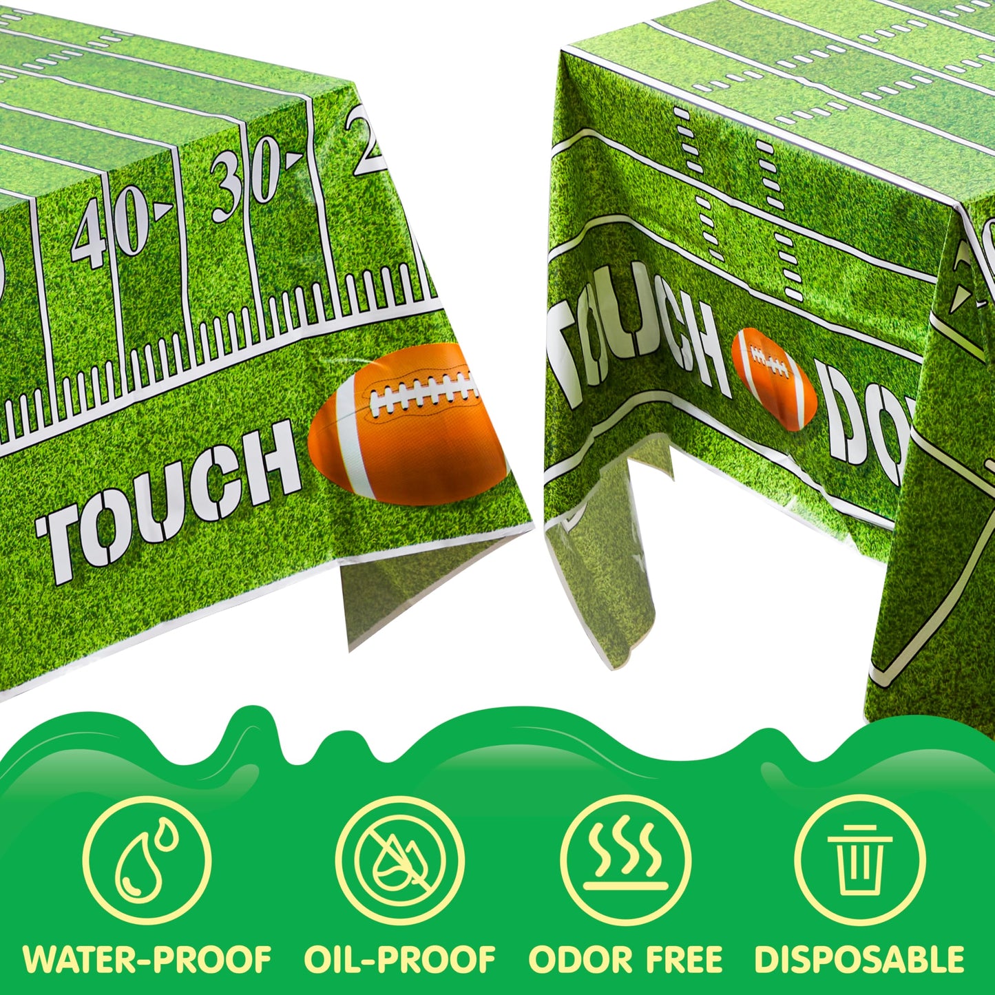JOYIN 2 PCS Football Table Cover (54“*72") for Football Party Touchdown Tablecloth, Game Day Table Covers, Tailgate Table Cover Plastic Party Supplies