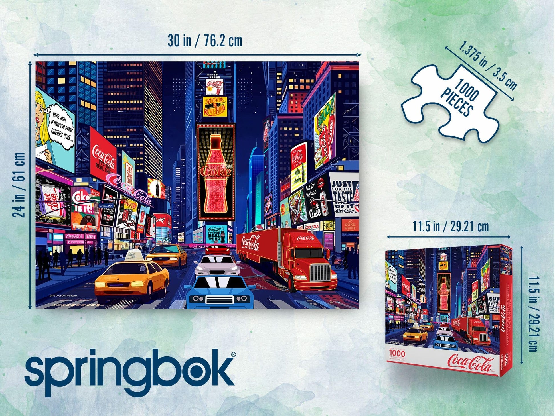 Springbok Coca-Cola City Nights 1000 Piece Jigsaw Puzzle for Adults - Poster Now Included - Unique Cut Pieces - Made in USA