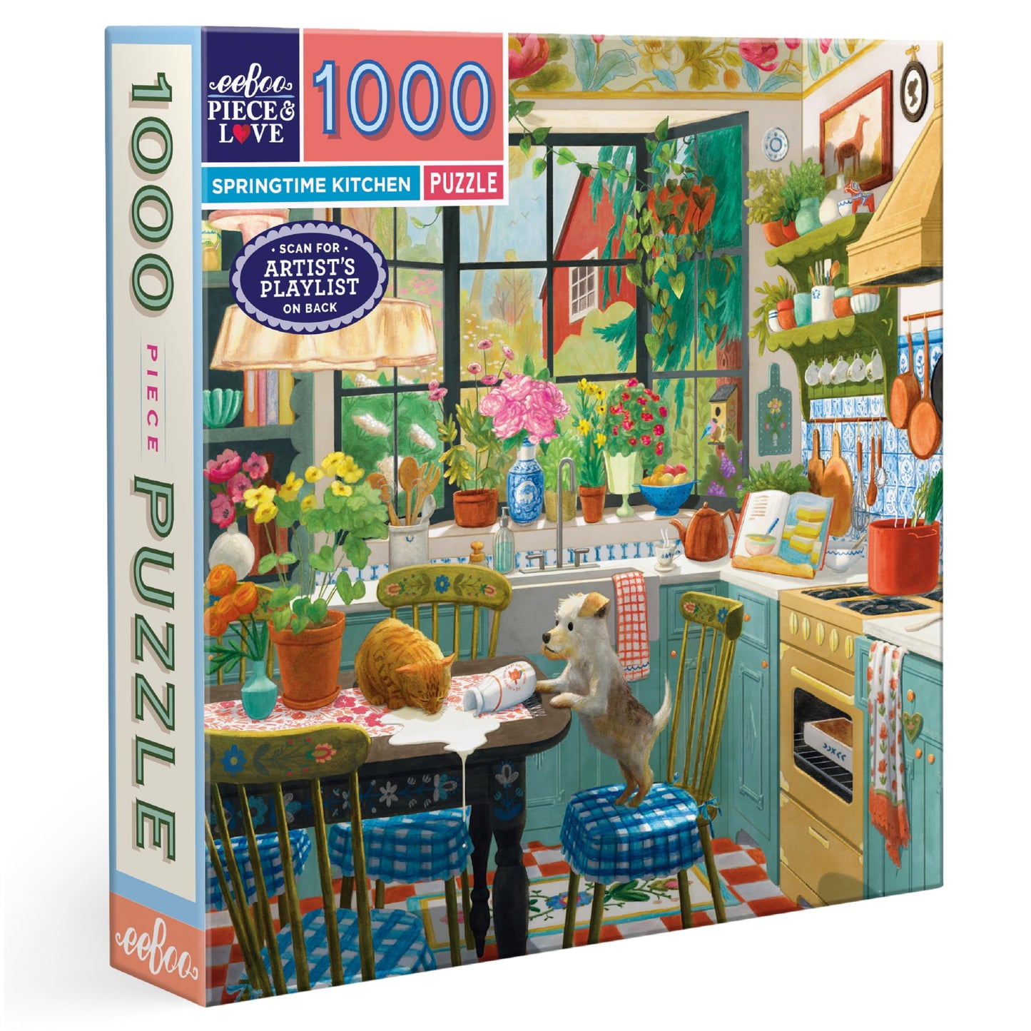 eeBoo Springtime Kitchen 1000 Piece Square Jigsaw Puzzle, 23" x 23"