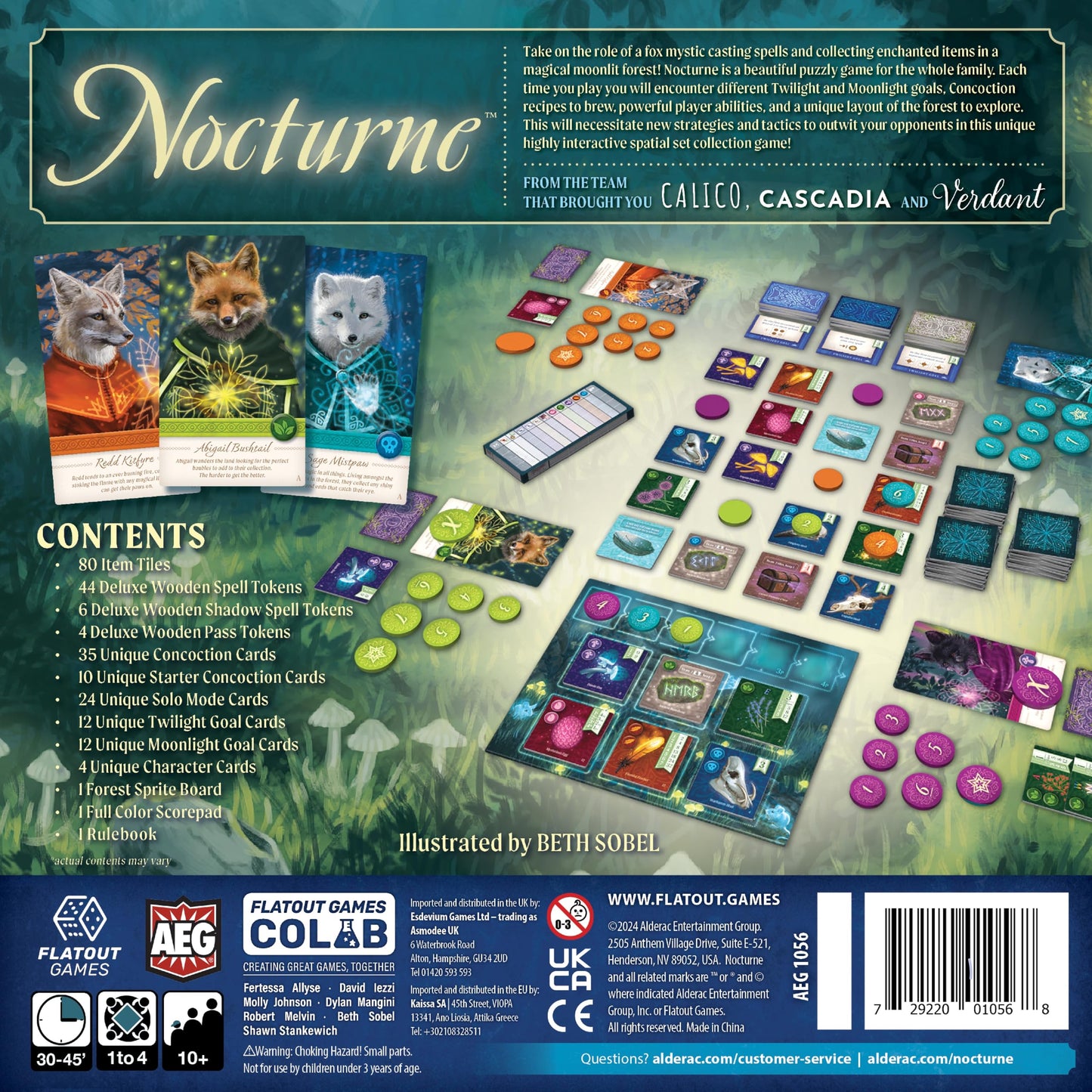 AEG & Flatout Games | Nocturne - Set Collection & Bidding Board Game | Play as Fox Mystics, Find Magical Items & Cast Spells | Ages 10+ | 1-4 Players