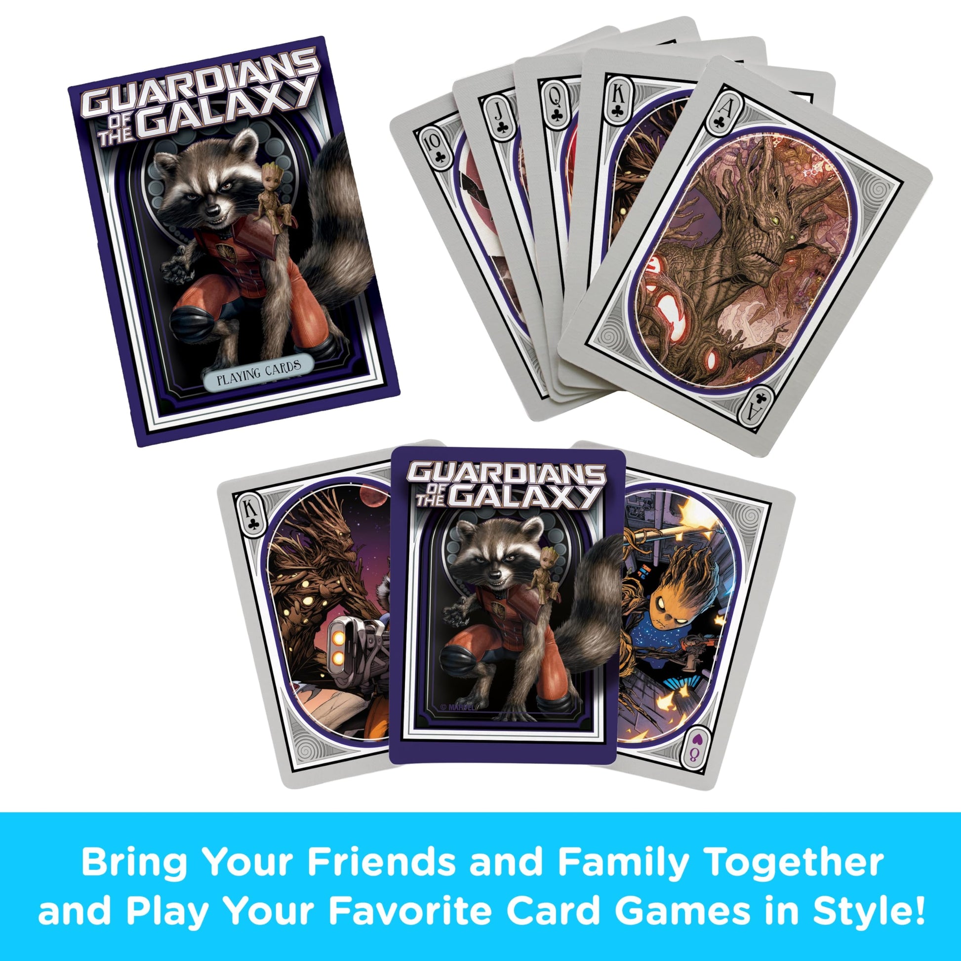 AQUARIUS Guardians of the Galaxy Rocket & Groot Nouveau Playing Cards - Comic Themed Deck of Cards for Your Favorite Card Games - Officially Licensed