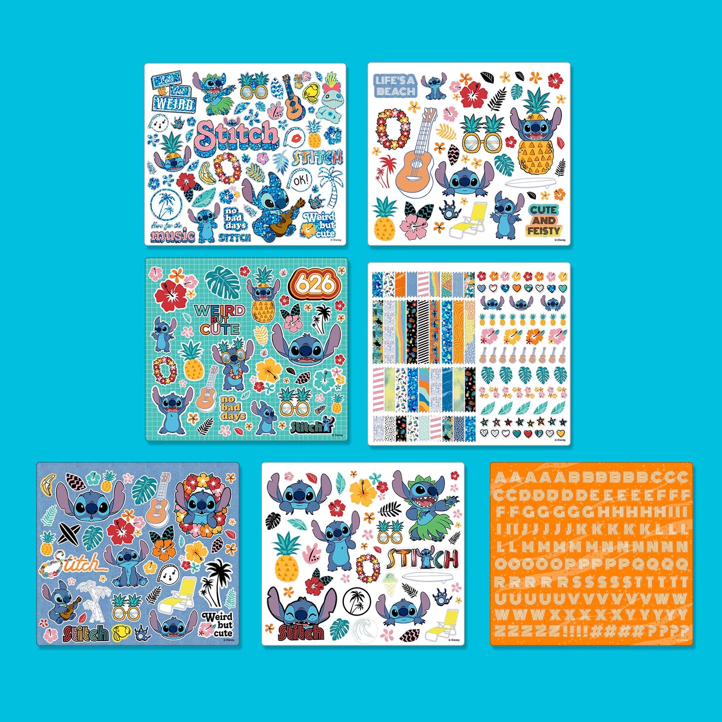 Fashion Angels Disney Stitch Color & Collage Design Set, Includes 15 Colorable Posters & 7 Sticker Sheets, Ideal Crafts Activity for Kids Ages 8