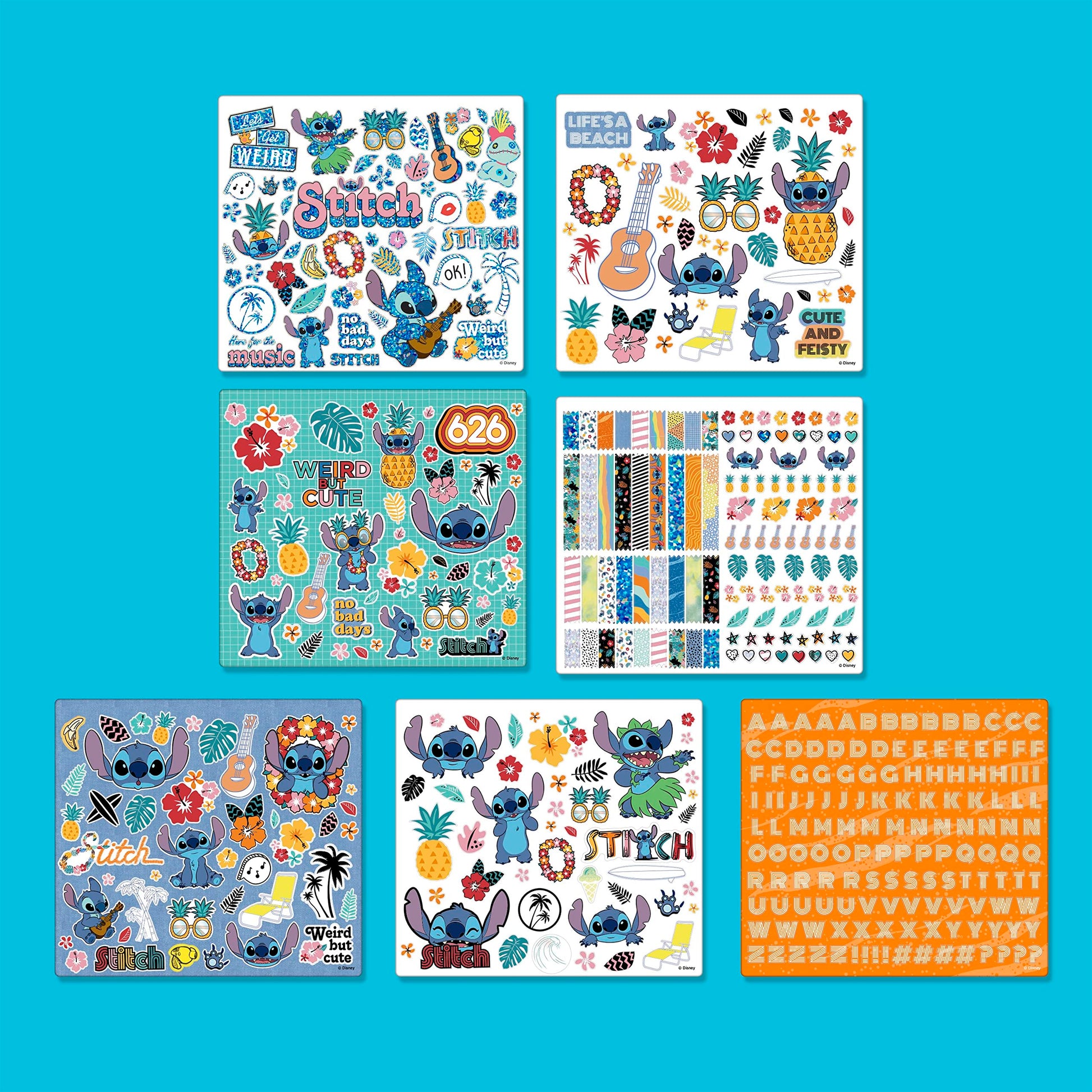 Fashion Angels Disney Stitch Color & Collage Design Set, Includes 15 Colorable Posters & 7 Sticker Sheets, Ideal Crafts Activity for Kids Ages 8