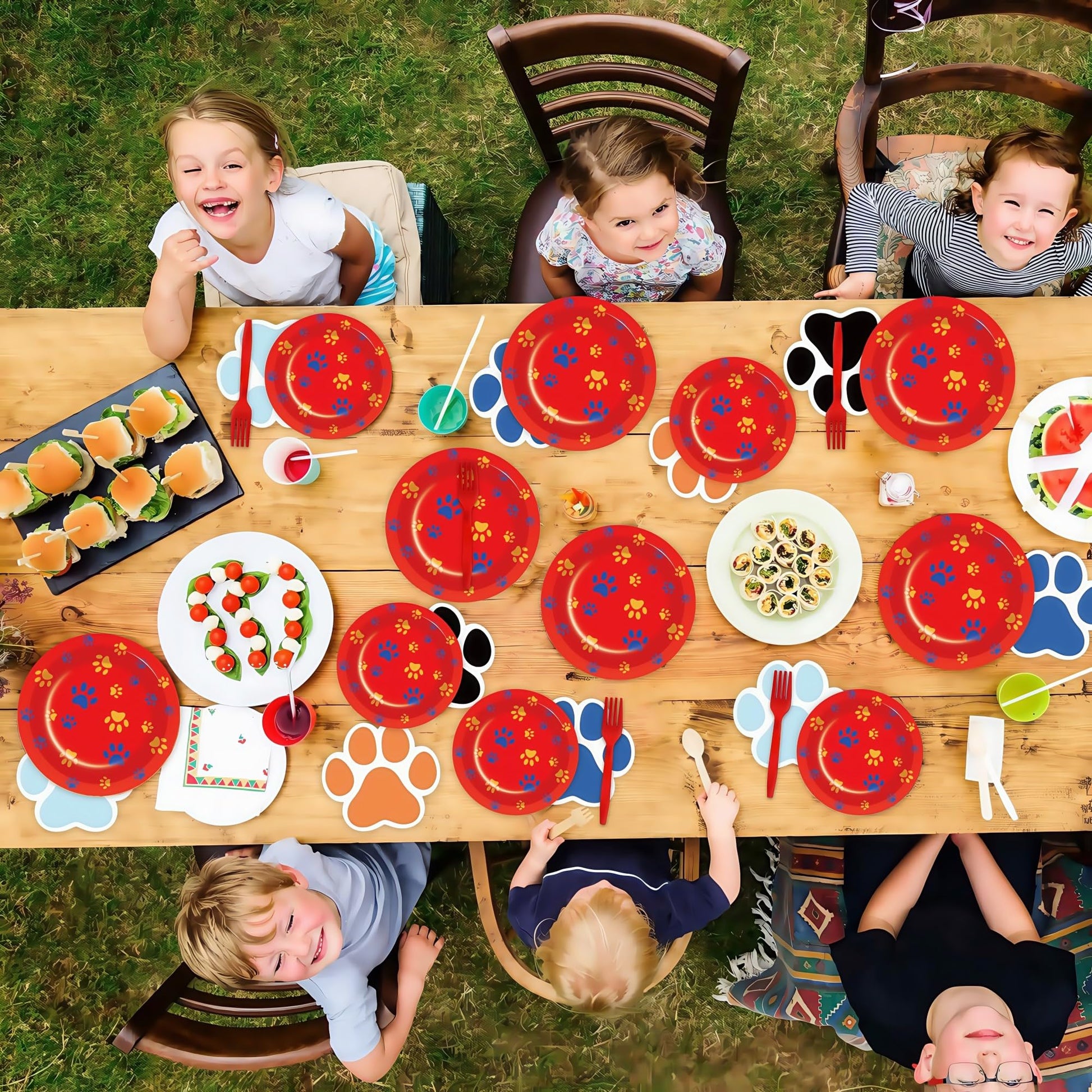 40 Pieces Dog Paw Print Birthday Party Supplies Include 20 Plates, 20 Forks,Puppy Theme Party Decorations, Ideal for Picnics, Baby Showers