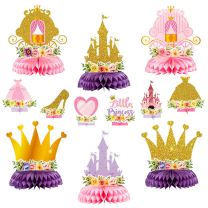 ArowlWesh 12Pcs Floral Princess Party Honeycomb Centerpieces Decorations