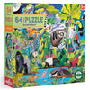 eeBoo: Rainforest - 64 Piece Puzzle - 15" x 15" Jigsaw, Vibrant Animal & Nature Scene, Informational Poster, Big Sturdy Dustless Pieces, Kids Ages 5+