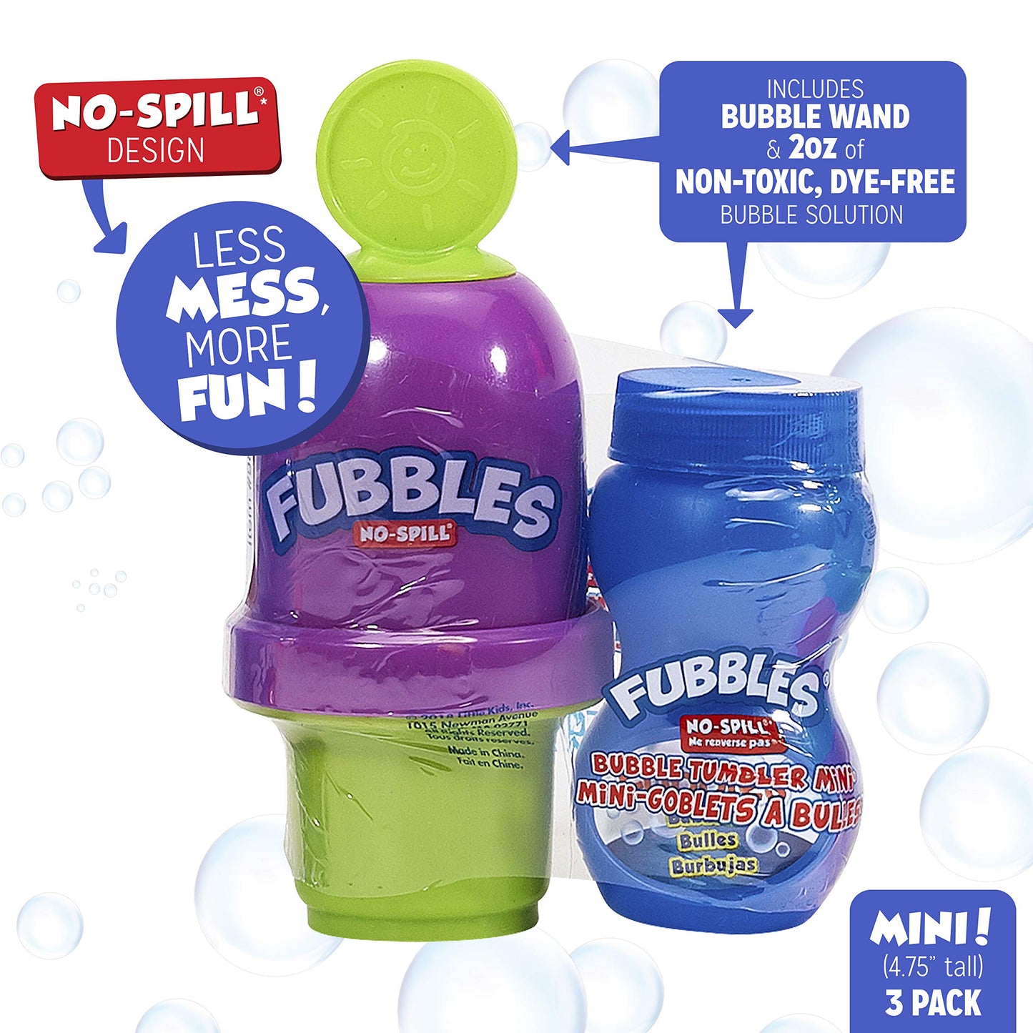 Fubbles Bubbles No Spill Bubble Tumbler Minis Party Favor 12 Pack | Bubble Toy for Babies Toddlers and Kids of All Ages | Includes 2oz Bubble Solution