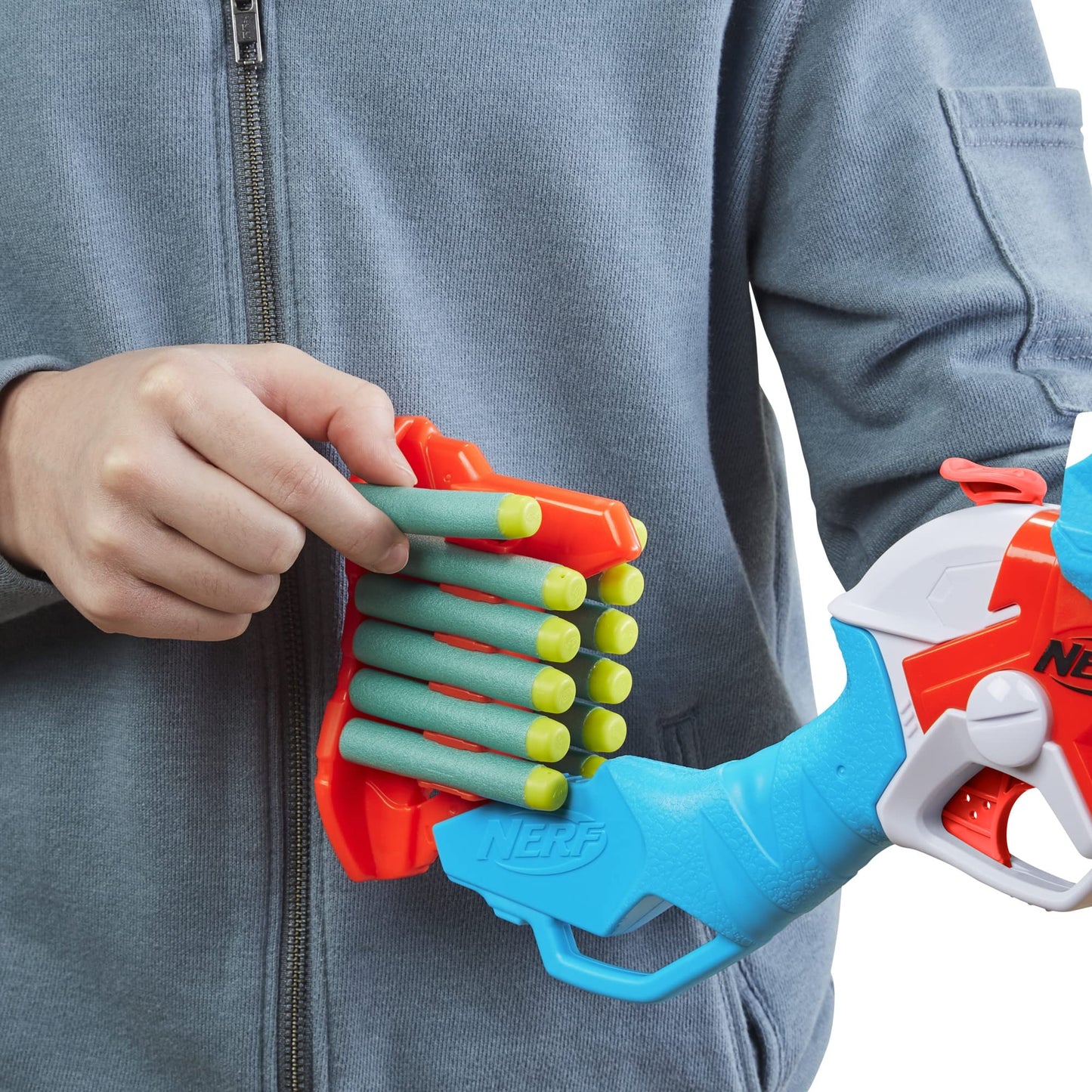 Nerf DinoSquad Tricera-Blast Dart Blaster, 12 Official Nerf Darts, Christmas Stocking Stuffers, Kids Outdoor Dinosaur Toys for 8 Years and Up