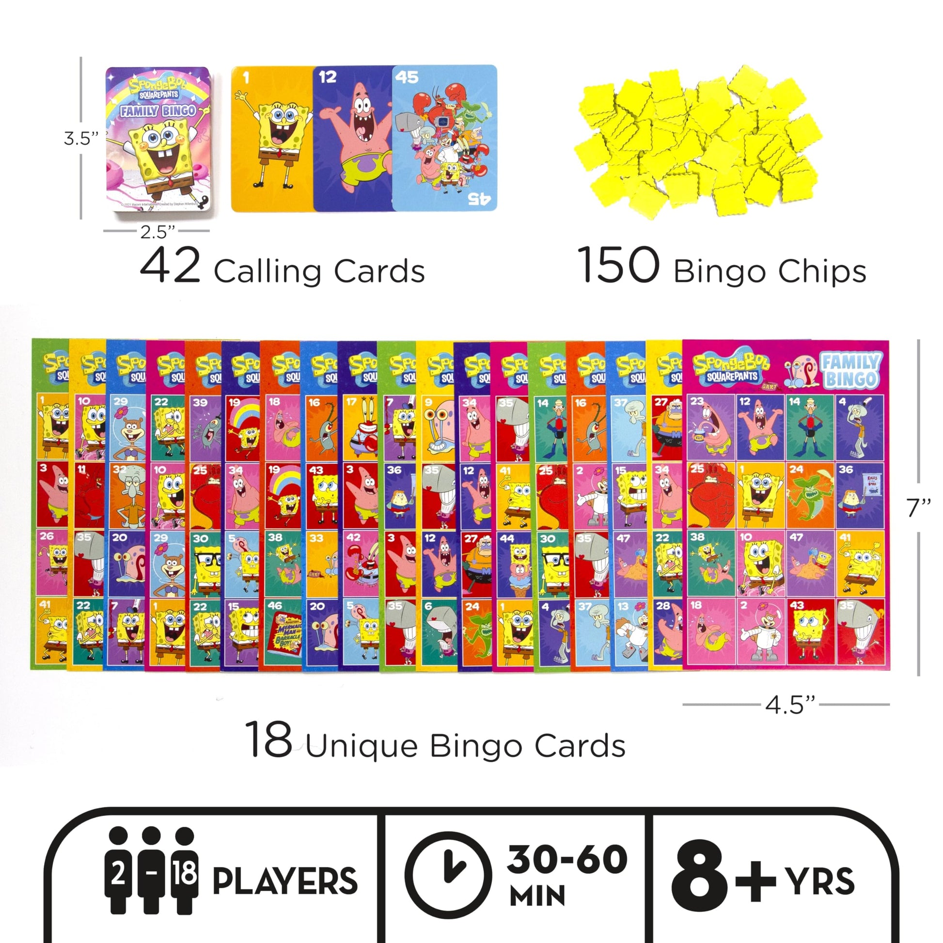 Aquarius Spongebob Squarepants Family Bingo Game, Nickelodeon Party Game for Kids Teens Adults, Officially Licensed Gift, Ages 8+