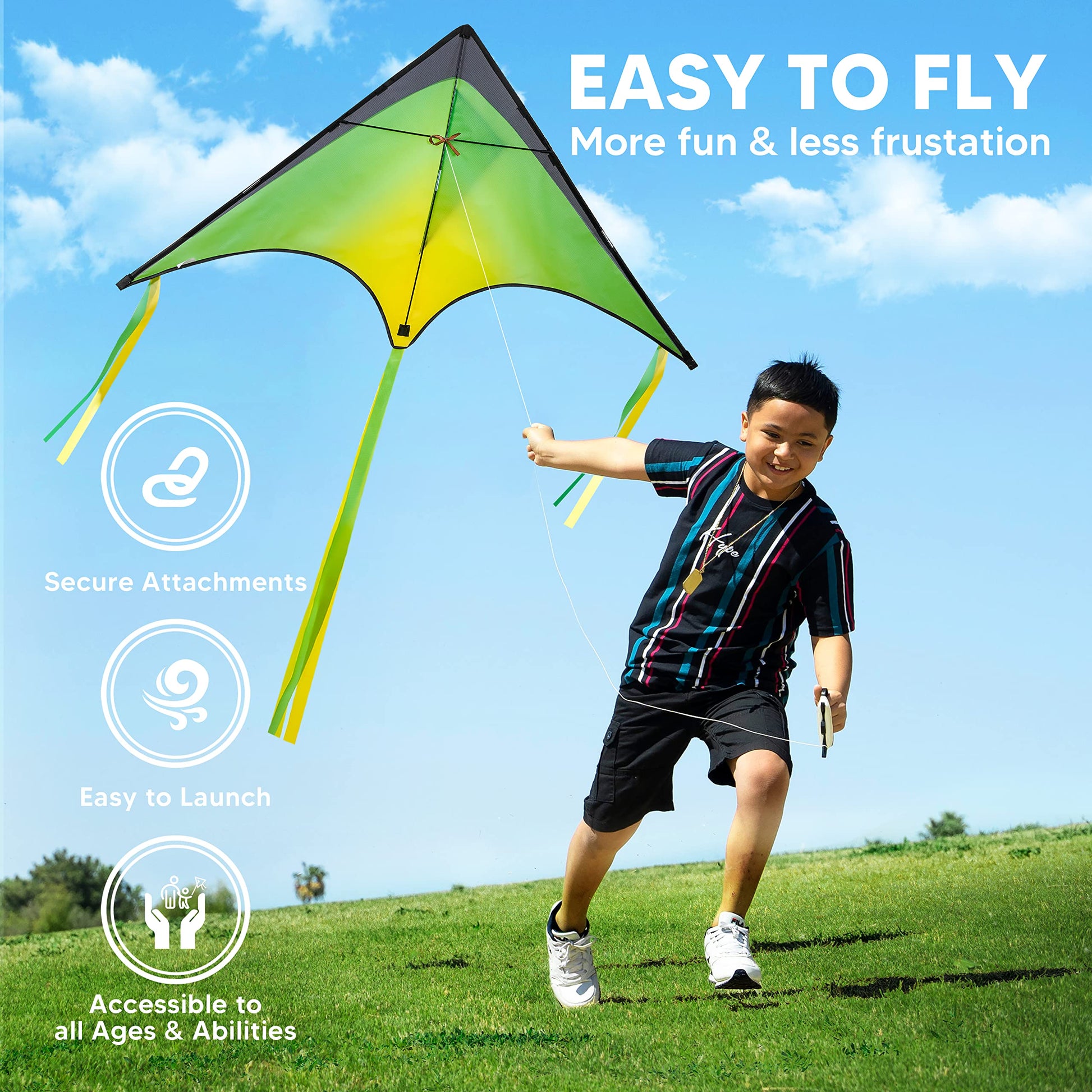 JOYIN Large Delta Kite Red, Green and Purple, Easy to Fly Huge for Kids and Adults with 262.5ft String, Large Delta Beach Kite for Outdoor Games