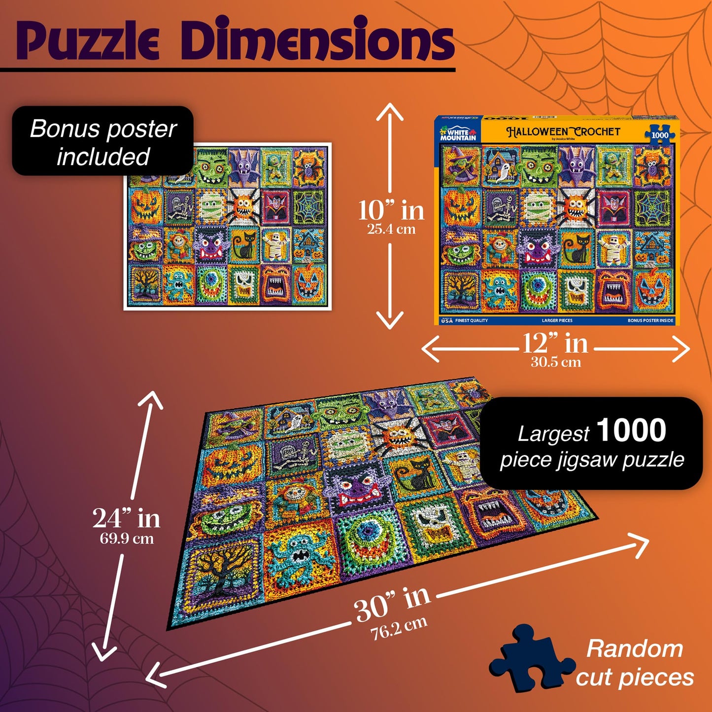 White Mountain 1000 Piece Jigsaw Puzzle Spooky Monster, Halloween Crochet
