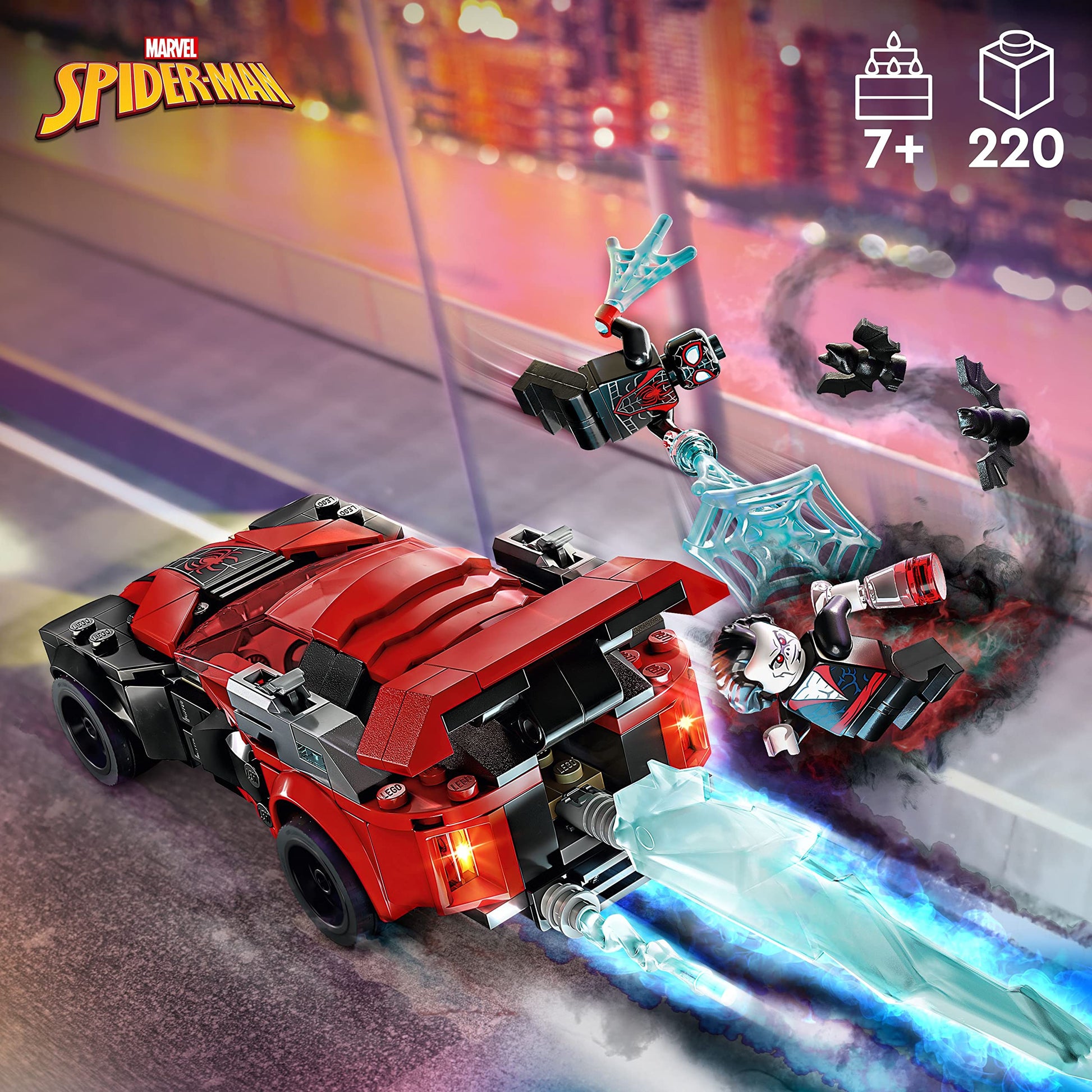 LEGO Marvel Spider-Man Miles Morales vs. Morbius 76244 Building Toy - Featuring Race Car and Action Minifigures, Adventures in The Spiderverse, Movie