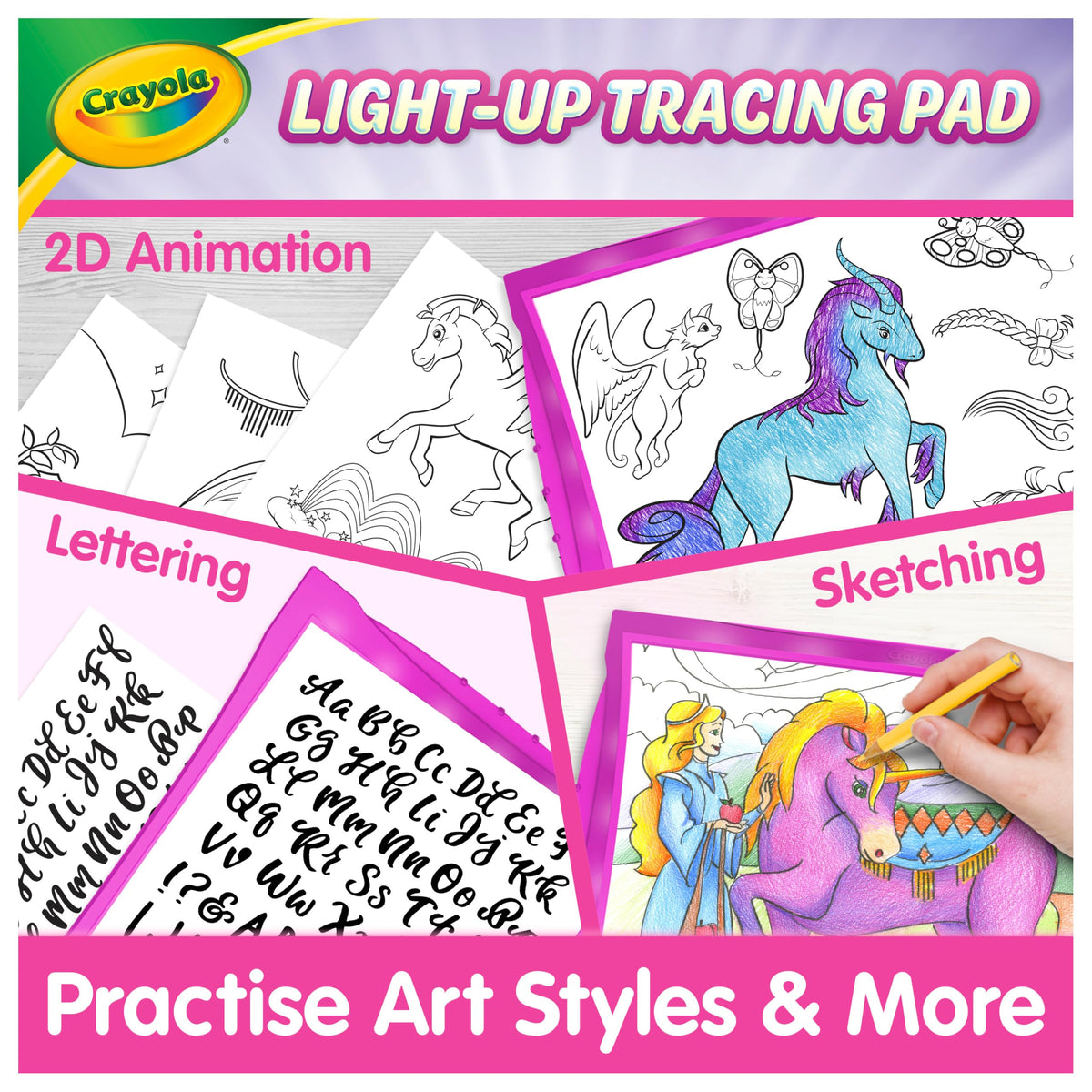 Crayola Light Up Tracing Pad Pink, Best Birthday Gifts for Girls & Boys, 6, 7, 8 Year Olds, Kids Toys, Light Box Art Kit for Kids [Amazon Exclusive]