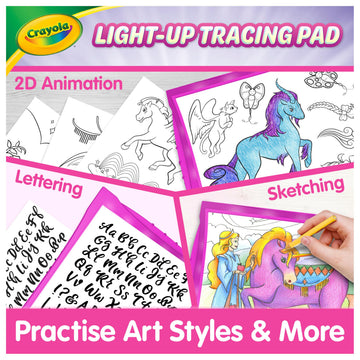 Crayola Light Up Tracing Pad Pink, Best Birthday Gifts for Girls & Boys, 6, 7, 8 Year Olds, Kids Toys, Light Box Art Kit for Kids [Amazon Exclusive]